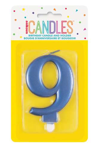 Metallic Blue Candle - No 9 - Click Image to Close